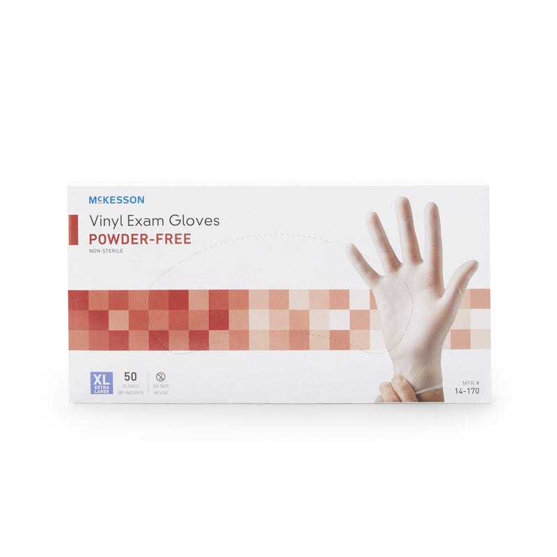 McKesson Confiderm Vinyl Exam Glove, Extra Large, Clear 50/BOX -14-170