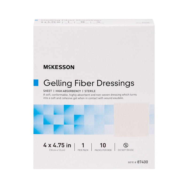 McKesson Gelling Fiber Wound Dressing, 4 x 4-3/4 Inch 10/BOX -87400