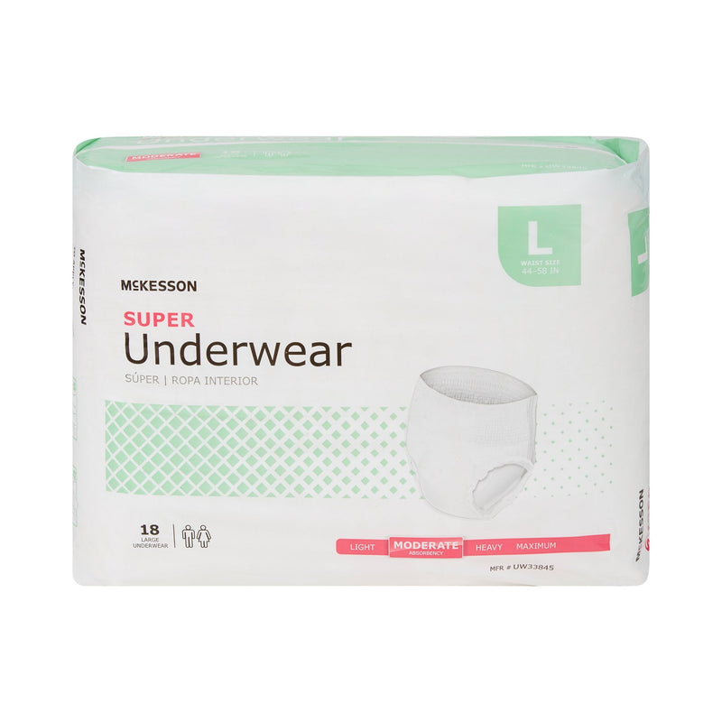 McKesson Super Moderate Absorbent Underwear, Large 18/BAG -UW33845