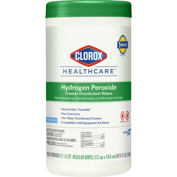 Clorox Healthcare Hydrogen Peroxide Cleaner Disinfectant Wipes, Canister, 155 ct. 6/CASE -30825