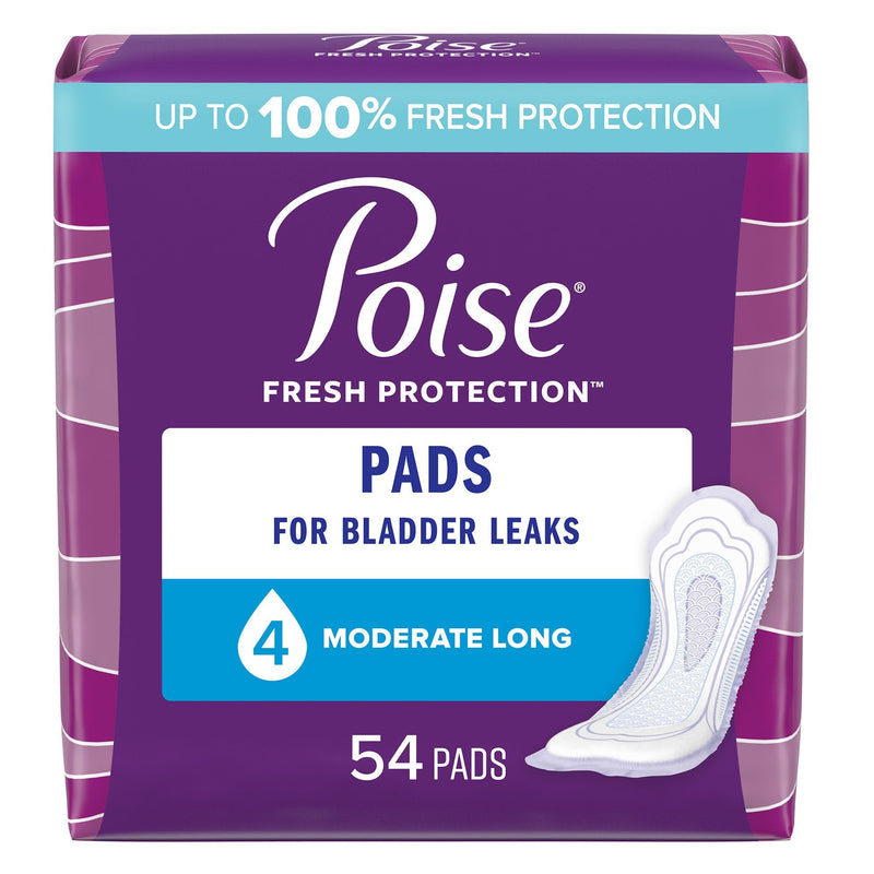 Poise Bladder Control Pads, Adult Women, Moderate Absorbency, Disposable, 12.20" Length 54/PACK -39299