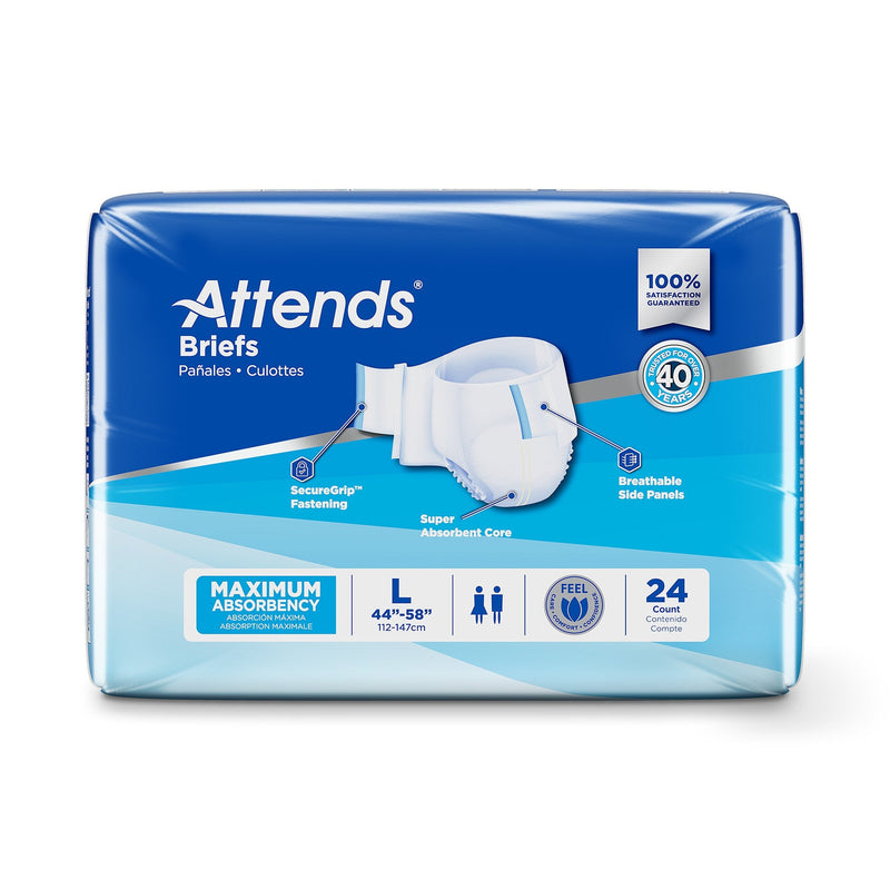 Attends Briefs, Adult, Large, Heavy Absorbency, Disposable 24/BAG -DDA30