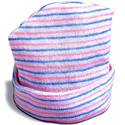 Alba Baby Boggan Cap Infant Unisex Wh/Pnk/Blustripes 3X5-1/2 500/Cs -80088