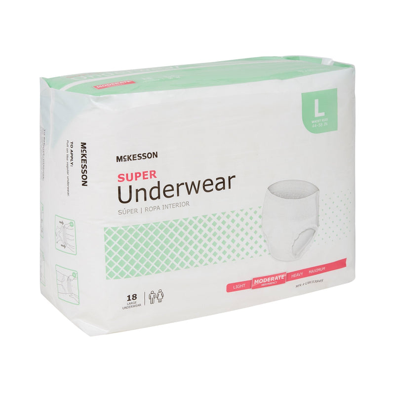 McKesson Super Moderate Absorbent Underwear, Large 18/BAG -UW33845