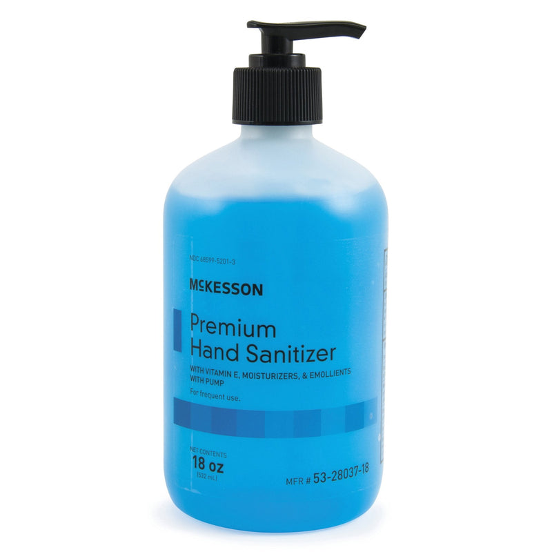 McKesson Premium Hand Sanitizer, 70% Ethyl Alcohol Gel, 18 oz, Pump Bottle, Summer Rain Scent 12/CASE -53-28037-18