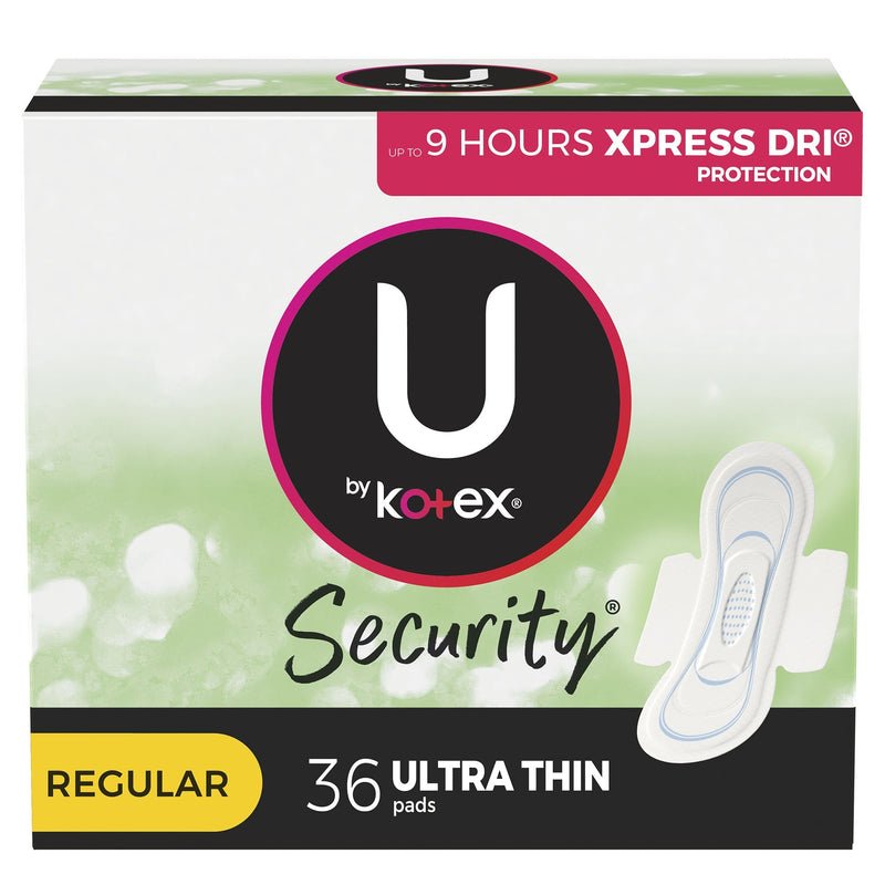U by Kotex Security Ultra Thin Pads with Wings, Regular Absorbency 36/PACK -53631