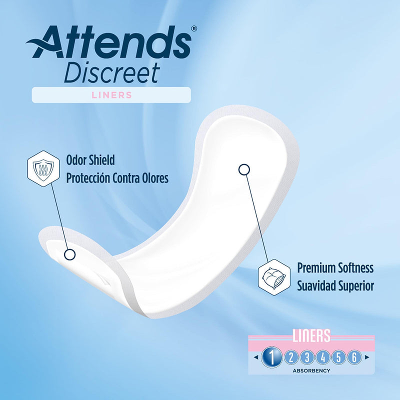 Attends Discreet Liners Bladder Control Pad, 6-Inch Length 28/BAG -ADLINER