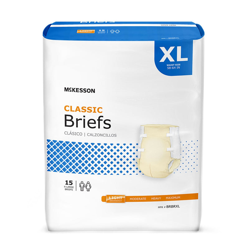 McKesson Classic Light Absorbency Incontinence Brief, Extra Large 15/BAG -BRBRXL