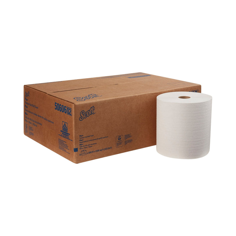 Scott Essential White Paper Towel, 8 Inch x 600 Foot 6/CASE -50606