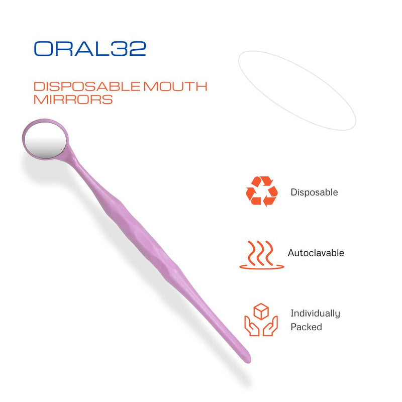 25 Pieces Dental Autoclavable Disposable Mouth Mirror Pink -ORAL32 - Osung USA