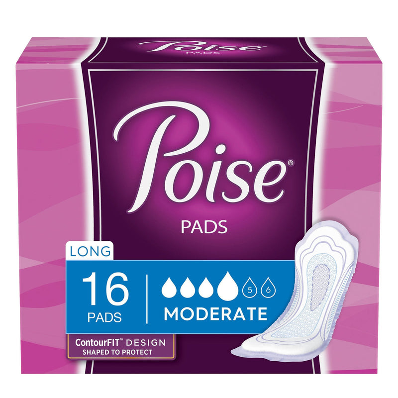 Poise Bladder Control Pads, Adult Women, Moderate Absorbency, Disposable, 12.4" Length 96/CASE -19566