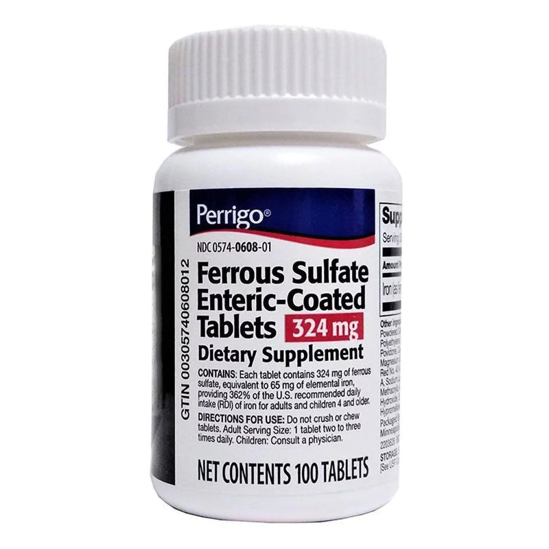 Perrigo Ferrous Sulfate (Iron) Enteric-Coated Dietary Supplement Tablets 1/BOTTLE -00574060801