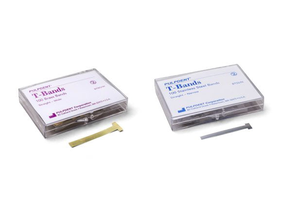 "T" BANDS, STAINLESS, CURVED/ NARROW, 5/32", 100/BX, SOLD AS BOX PULPDENT 10000684