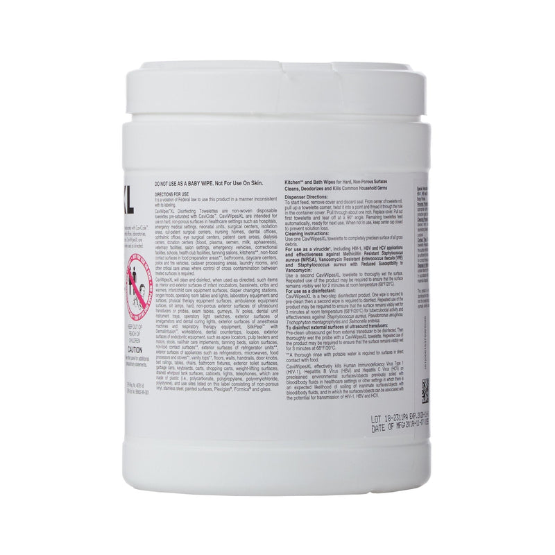 Metrex CaviWipes Surface Disinfectant Alcohol-Based Wipes, Non-Sterile, Disposable, Alcohol Scent, Canister, 9 X 12 Inch 1/CAN -13-1150