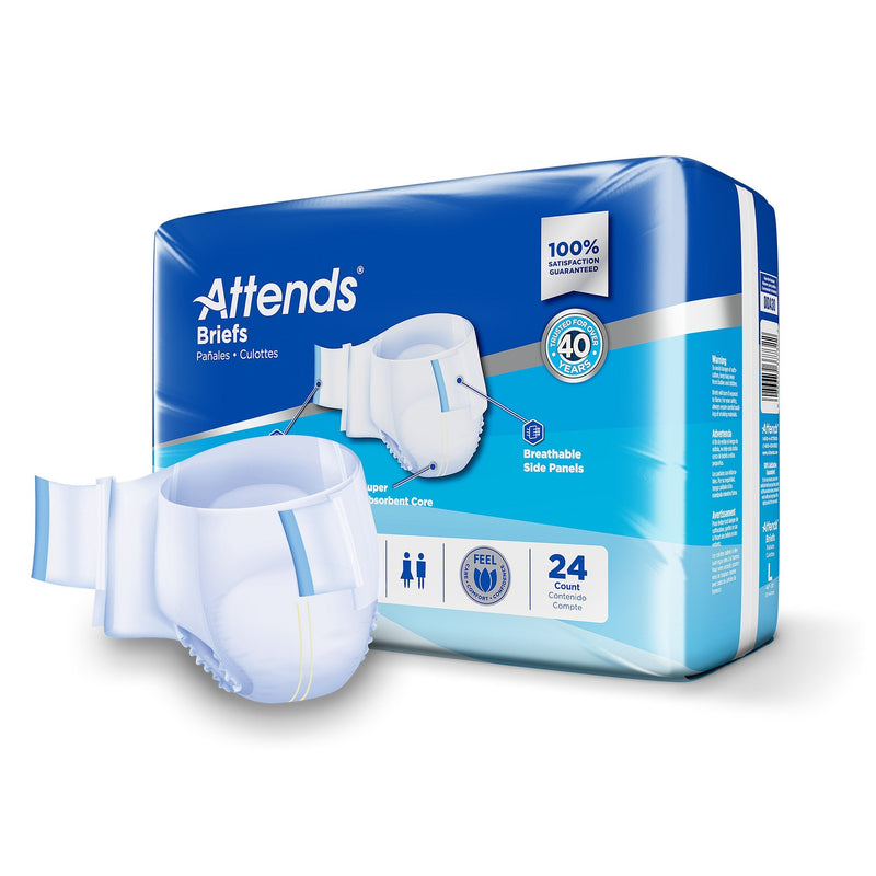 Attends Briefs, Adult, Large, Heavy Absorbency, Disposable 24/BAG -DDA30