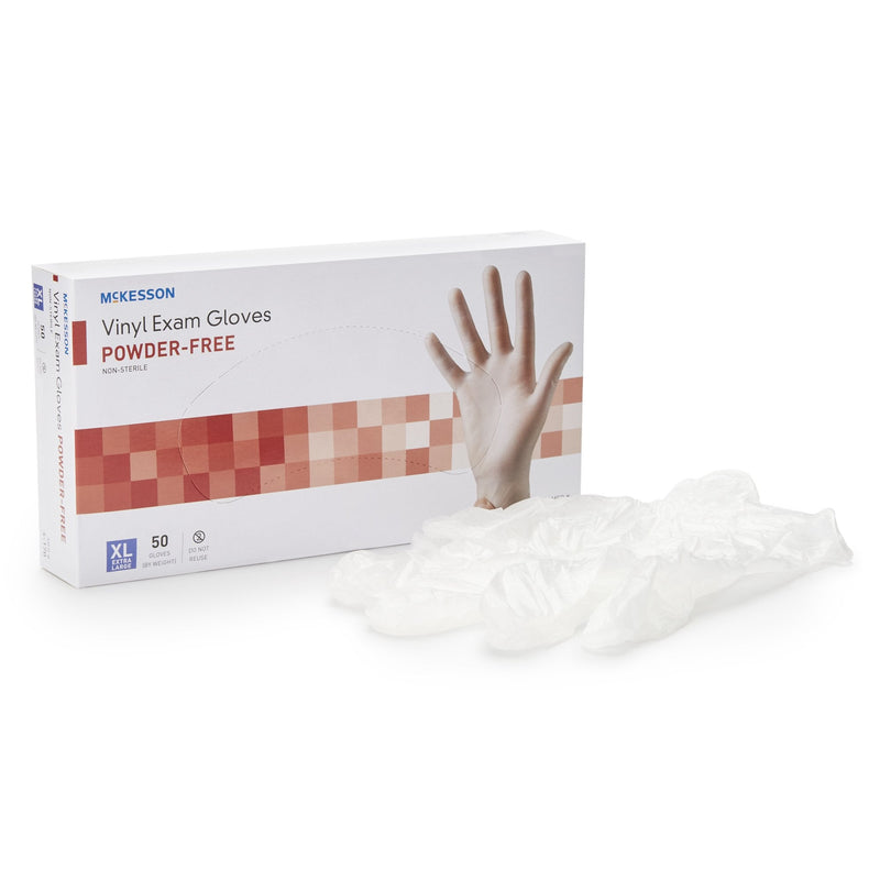 McKesson Confiderm Vinyl Exam Glove, Extra Large, Clear 50/BOX -14-170