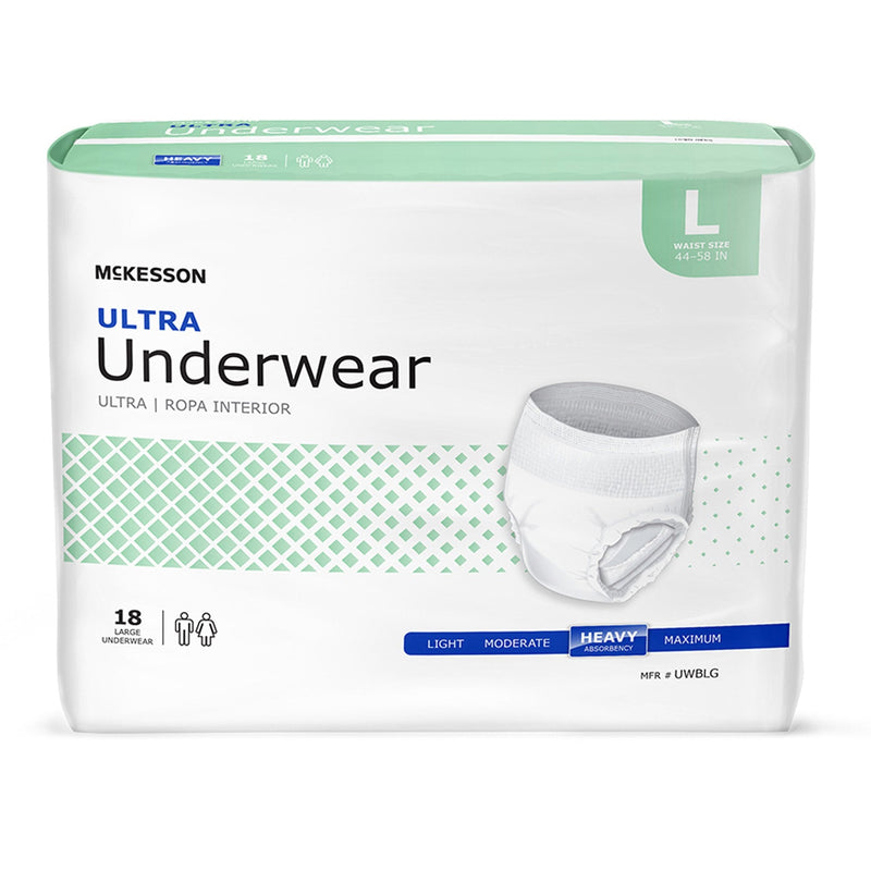 McKesson Ultra Heavy Absorbent Underwear, Large 4/CASE -UWBLG