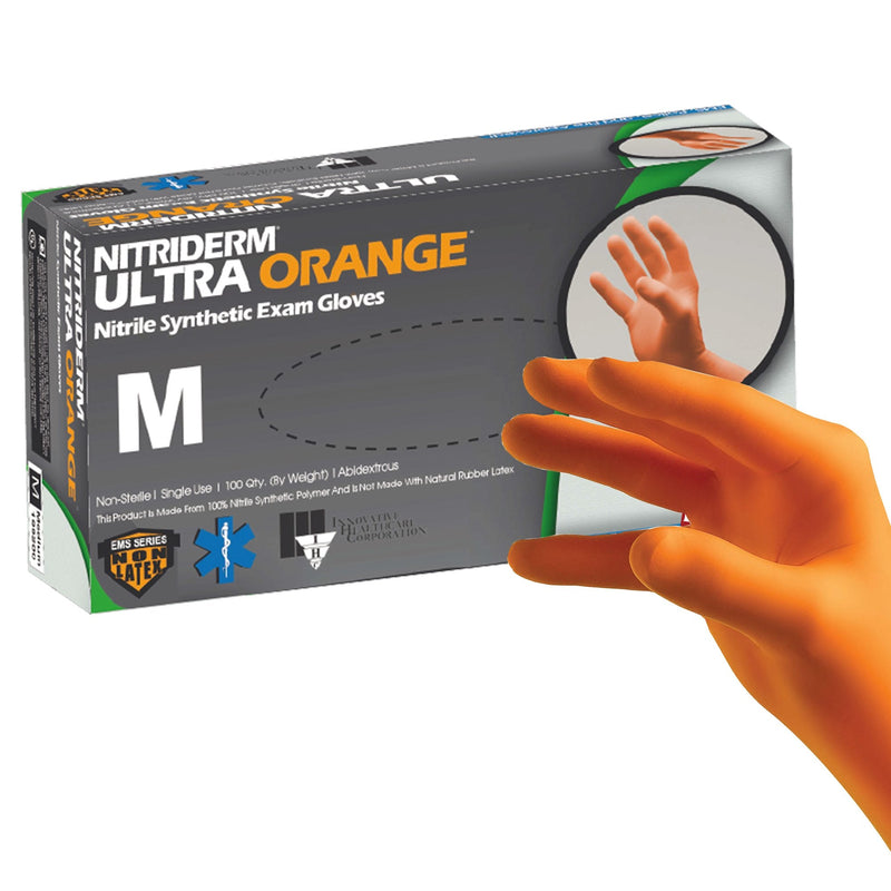 NitriDerm® Ultra Orange™ Nitrile Exam Glove, Medium, Orange