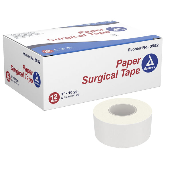 dynarex Paper Medical Tape, 1 Inch x 10 Yard, White 12/BOX -3552