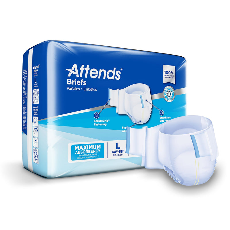 Attends Briefs, Adult, Large, Heavy Absorbency, Disposable 24/BAG -DDA30