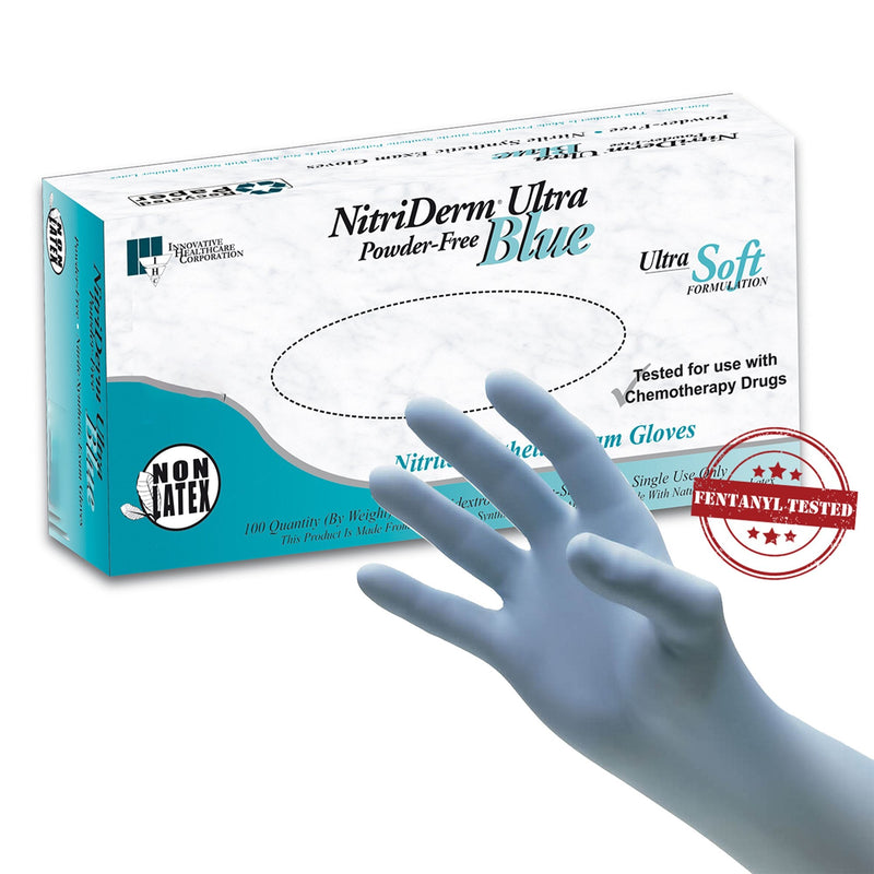 NitriDerm® Ultra Blue Nitrile Exam Glove, Medium, Light Blue