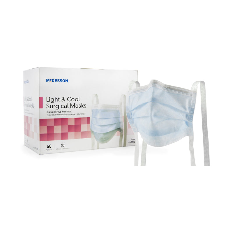 McKesson Classic Style Light & Cool Surgical Mask, Blue 1/EACH -91-1100