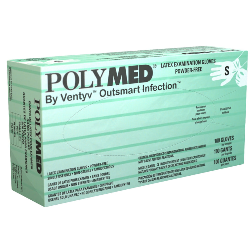 Polymed Latex Exam Glove, Small, Ivory, Sold As 100/Box Ventyv Pm102