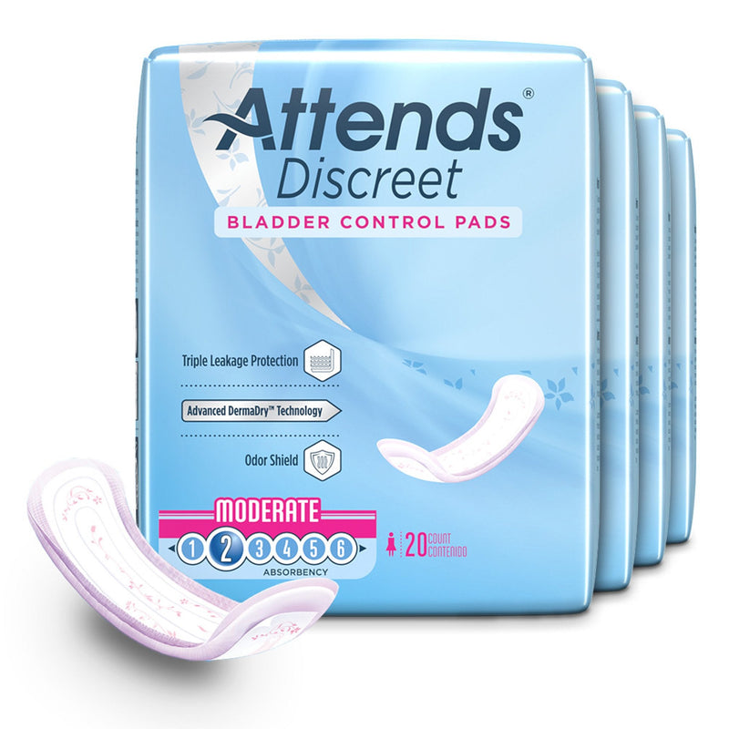 Attends Discreet Women's Moderate Bladder Control Pad, 10½-Inch Length 20/BAG -ADPMOD