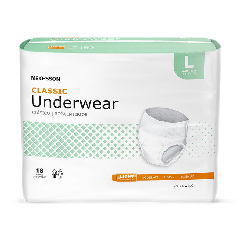 McKesson Classic Light Absorbent Underwear, Large 4/CASE -UWELG