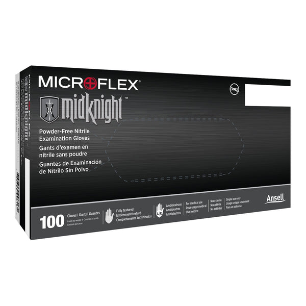 Microflex MidKnight™ Nitrile Exam Glove, 2X-Large, Black 10/CASE -MK-296-XXL