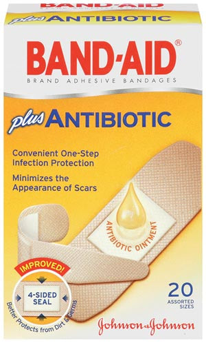 J&J Band-Aid® Adhesive Bandages - Antibiotic. Bandage Adh Antibioticasst Szs 20/Bx 24Bx/Cs, Case