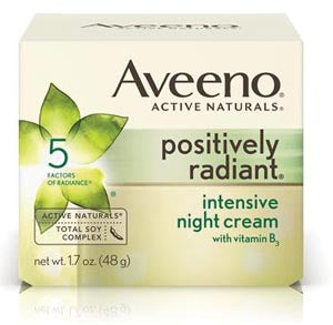 J&J Aveeno® Skin Moisturizers. Positively Radiant® Intensive Night Cream W/Vitamin B3, 1.7Oz, 3/Bx, 4Bx/Cs (Continental Us+Hi Only). Cream Night W/Vit