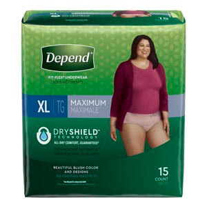 Kimberly-Clark Depend® Protective Underwear. Underwear Max Absorb Xl Womenpeach 15/Pk 2Pk/Cs, Case
