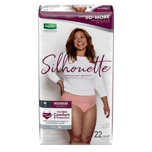 Kimberly-Clark Depend™ Silhouette Maximum Briefs. Underwear Silhouette Dependwomen Max Md 22/Pk 2Pk/Cs, Case