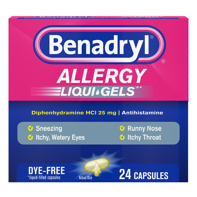 Benadryl® Allergy Liqui-Gels Dye Free, Sold As 24/Case Johnson 10312547170212